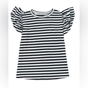 Ruffle Sleeve Striped Shirt Top Black And White
New
